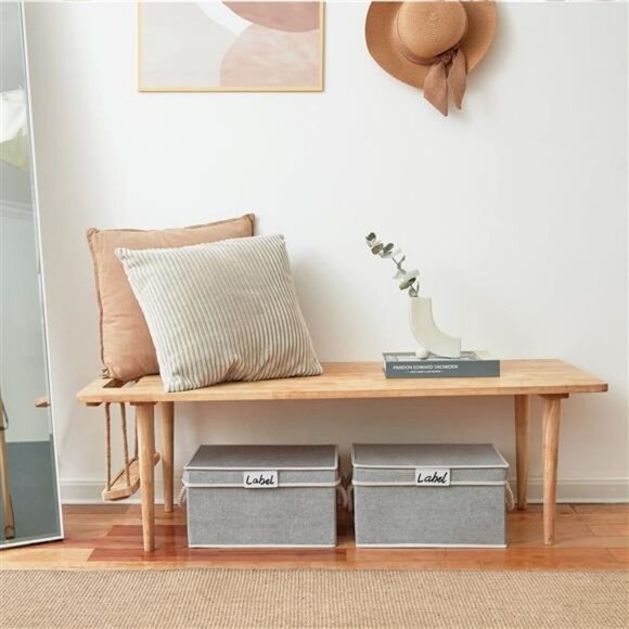 Fabric Storage Baskets with Lids, and Cotton Rope Handles, 2-Pack - Picture 1 of 5